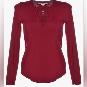 Blooming Jelly Women's Sexy Plain V Neck Lace Up Size XL Red
